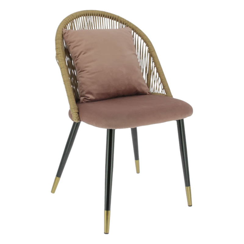Ch Bal Rose 3703 Chaise Interieur Bali Velour Rose Vintage en Velour