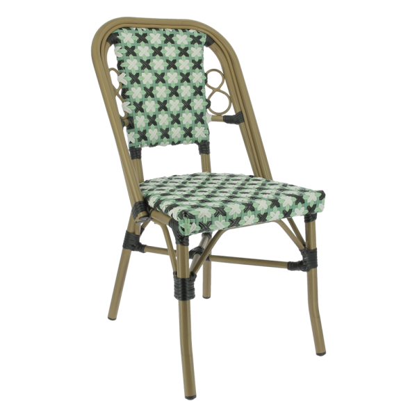 Chaise FONTAINEBLEAU en Rotin tressage nylon style bistrot pour extérieur