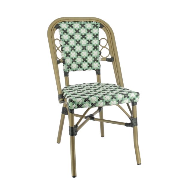 Chaise FONTAINEBLEAU en rotin synthétique style bistrot pour extérieur