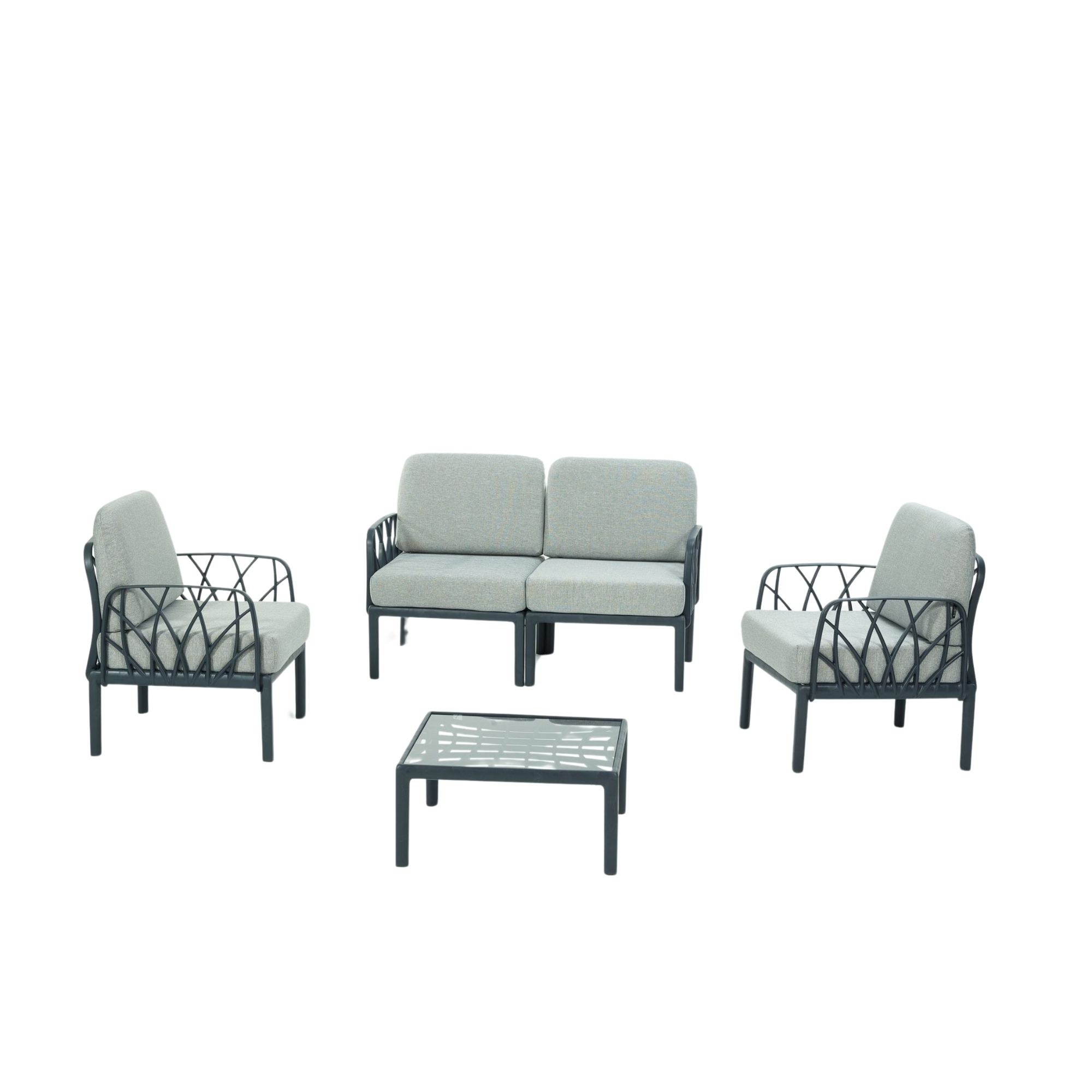 Salon modulable eden 4 places gris anthracite