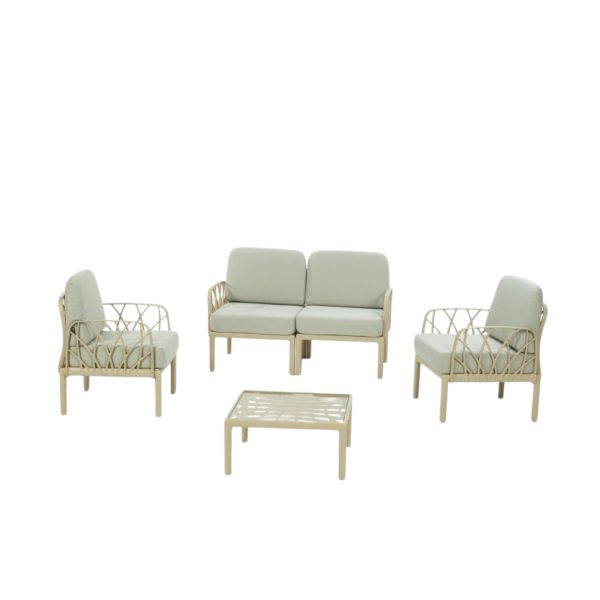 Salon modulable eden beige 4 places en polypropylene