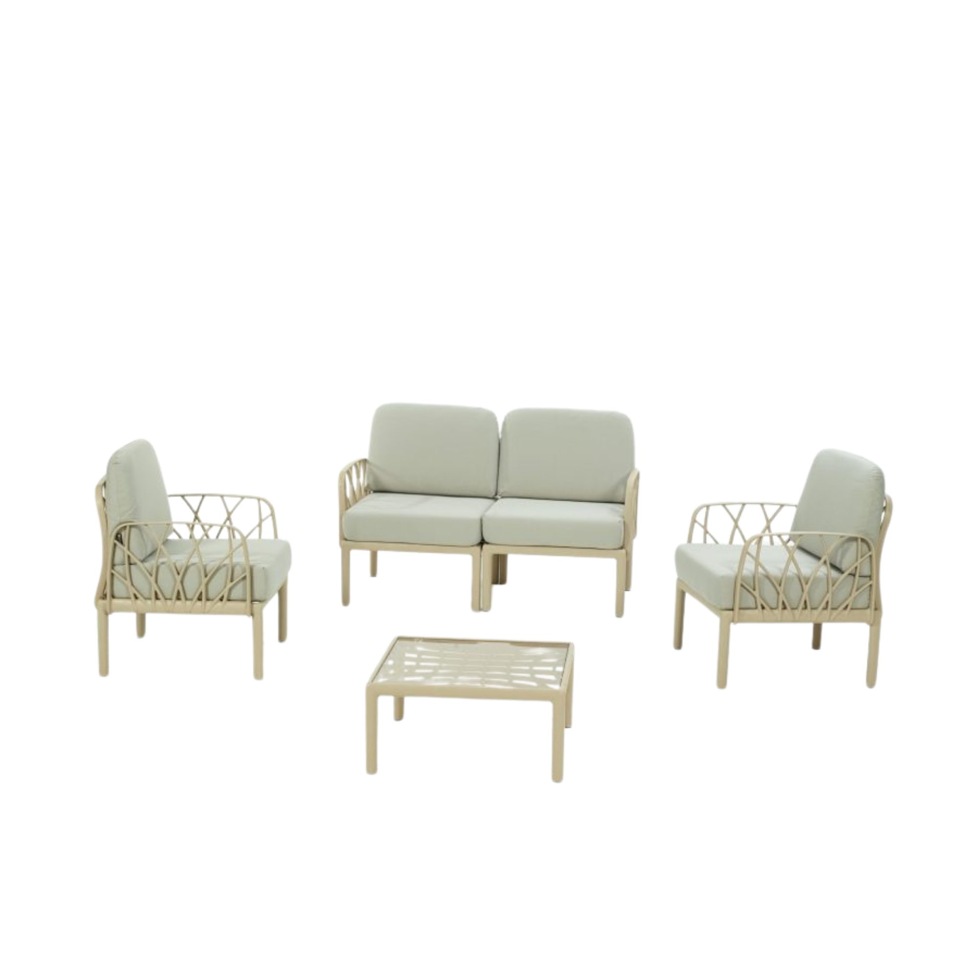 Salon modulable eden beige 4 places en polypropylene