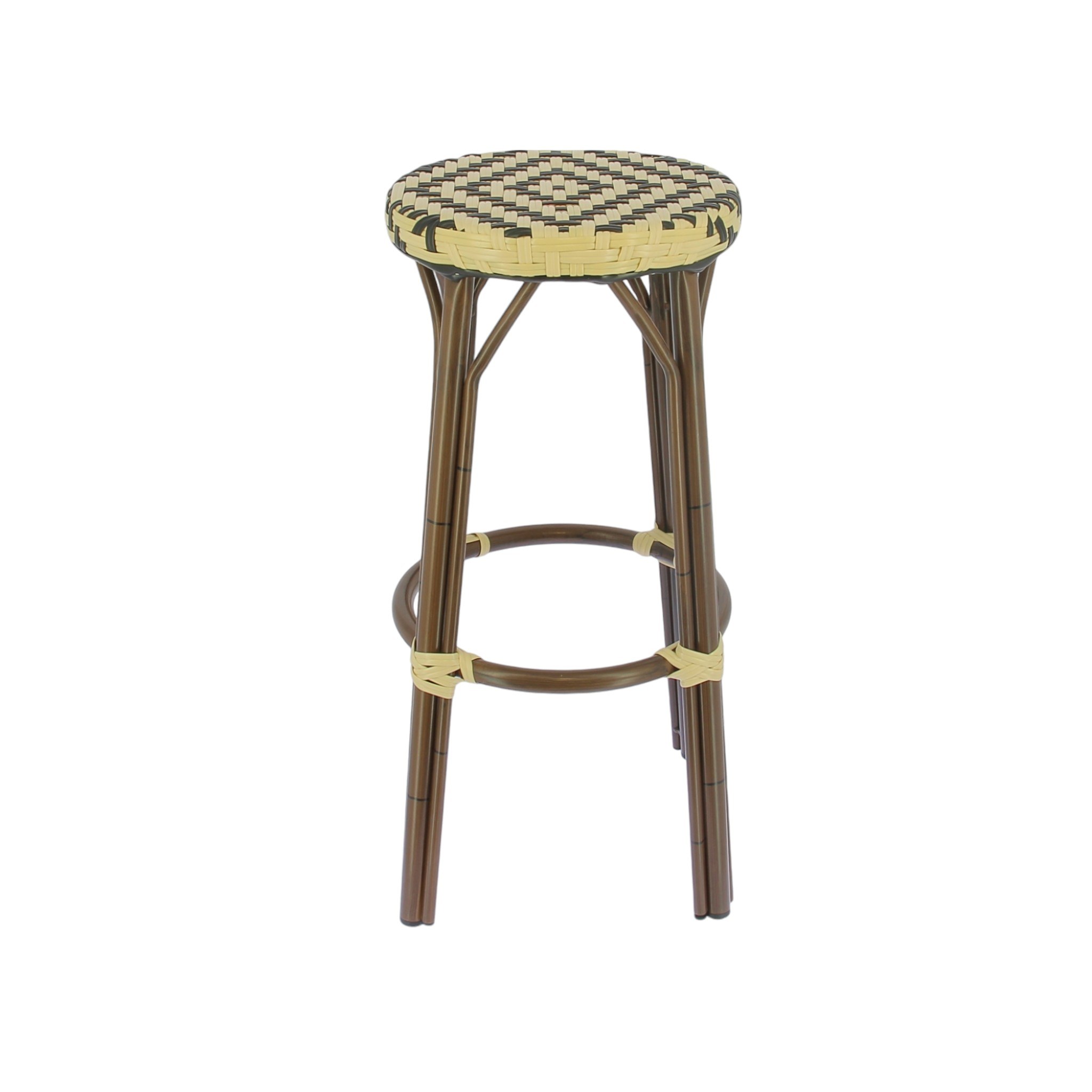 Tabouret MONTREUIL en rotin synthétique style bistrot pour extérieur