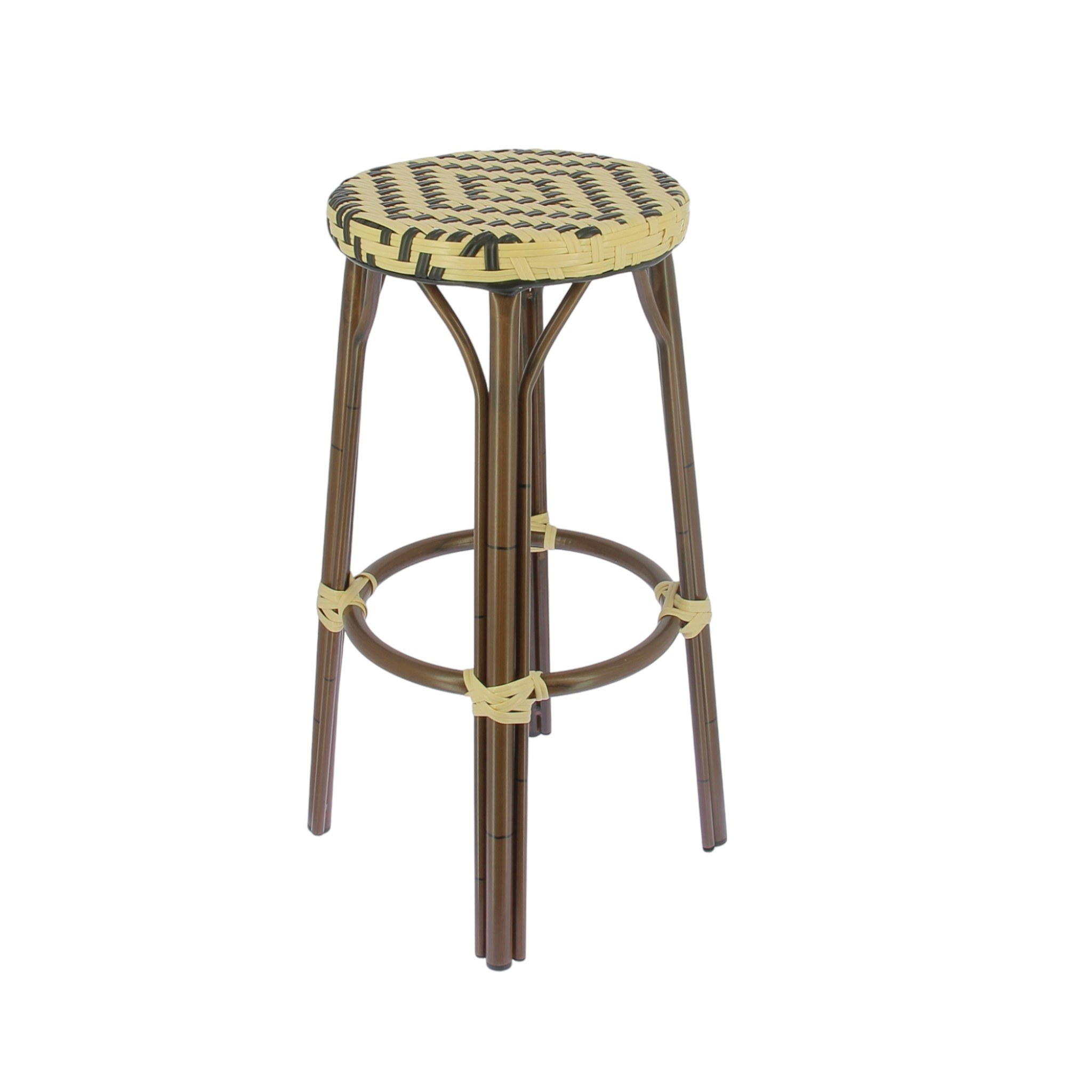 Tabouret MONTREUIL en rotin synthétique style bistrot pour extérieur