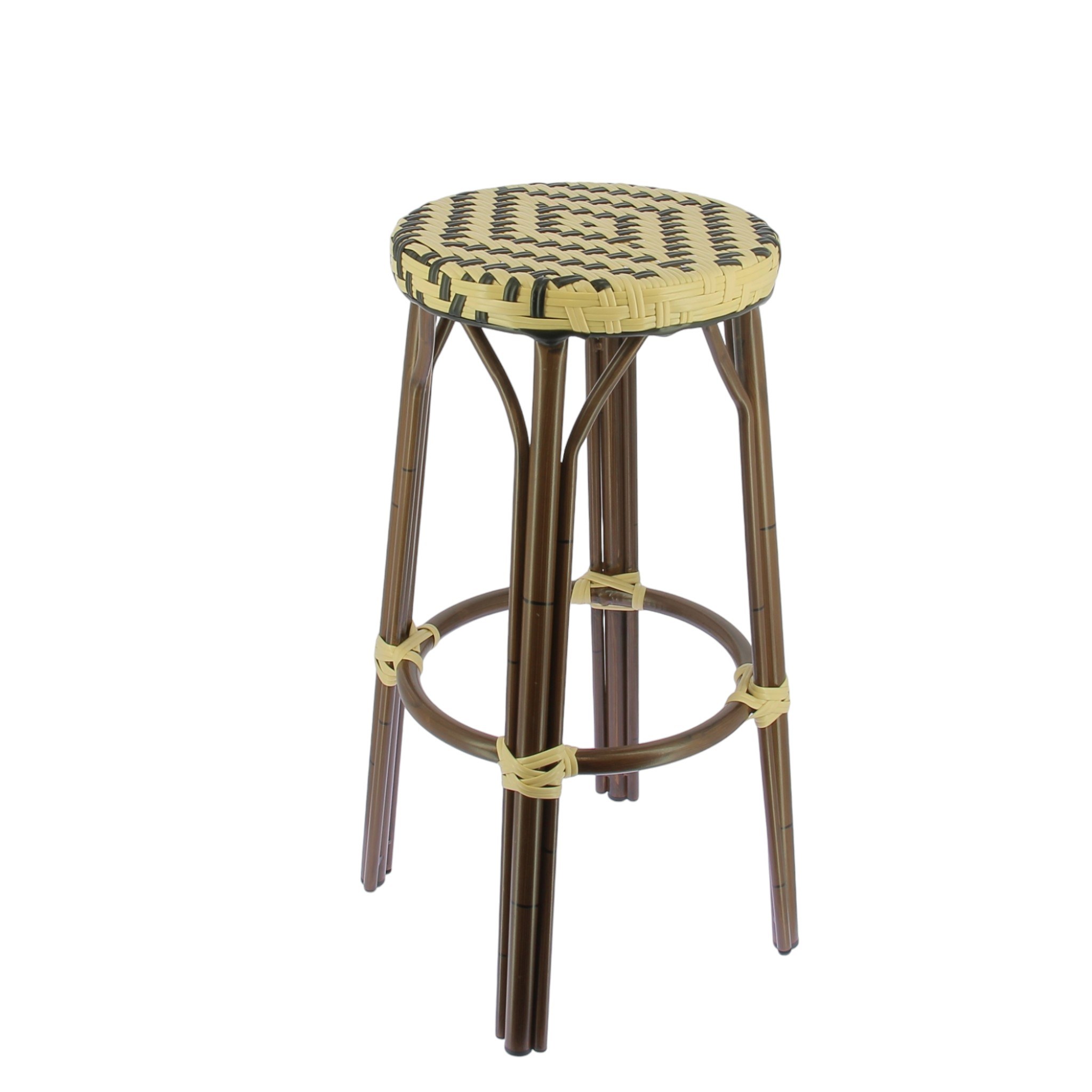 Tabouret MONTREUIL en rotin synthétique style bistrot pour extérieur