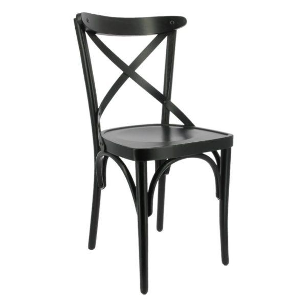 Chaise CROSS YORK Noir en bois style bistrot pour intérieur