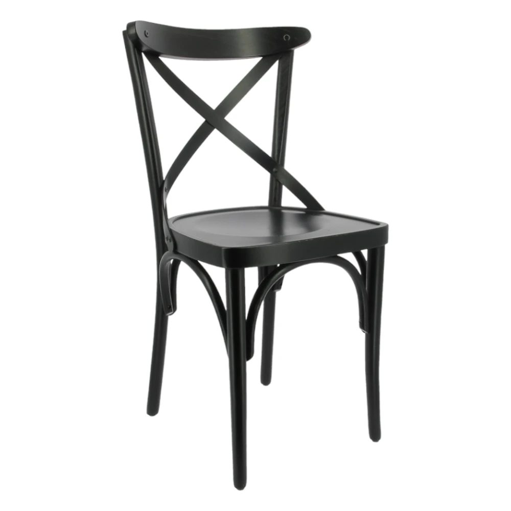 Chaise CROSS YORK Noir en bois style bistrot pour intérieur