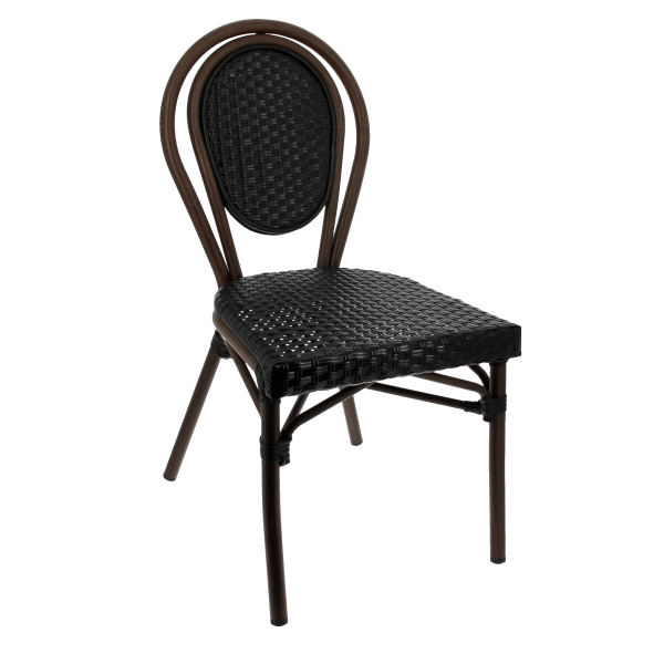 Chaise BESTY en Rotin tressage nylon style bistrot pour extérieur