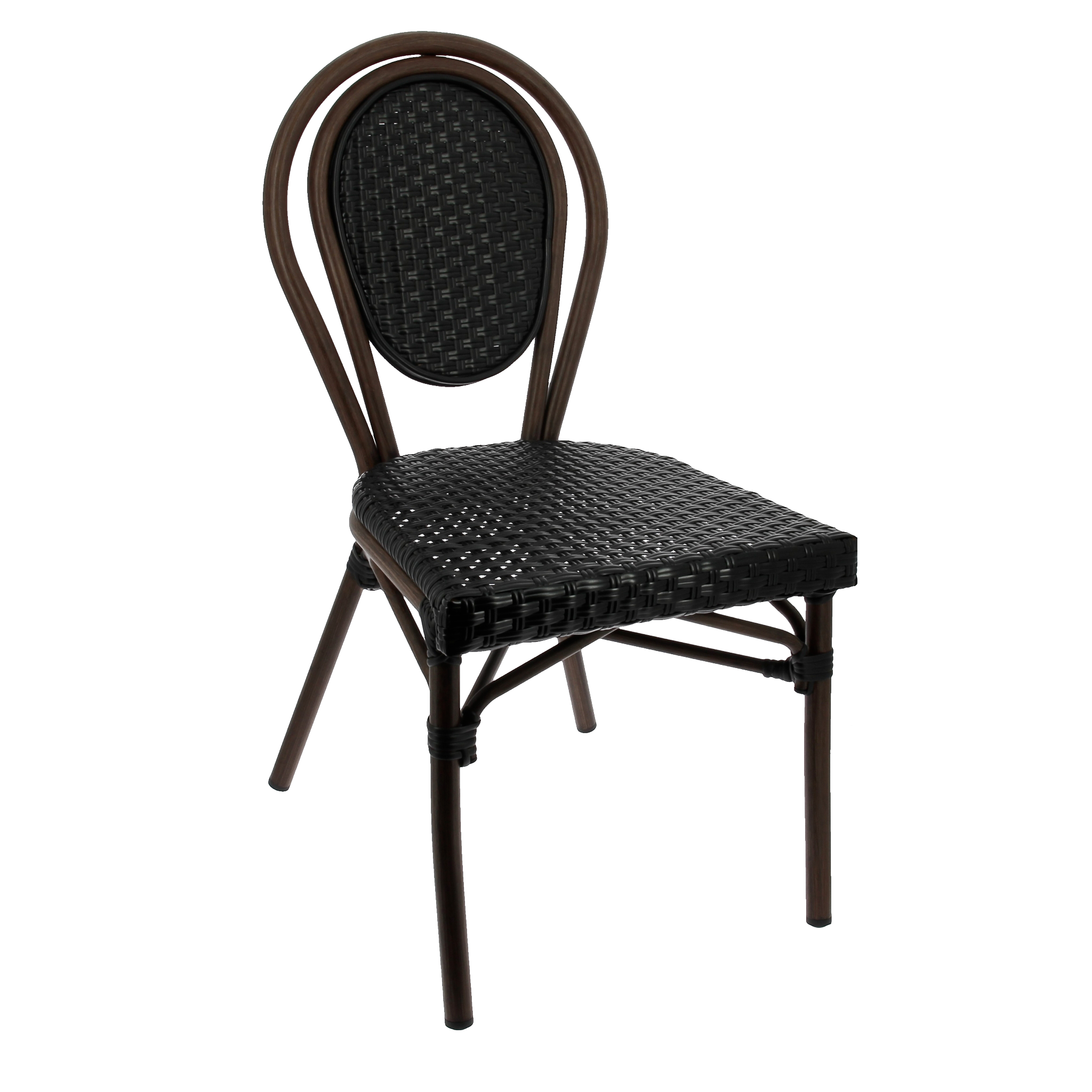 Chaise BESTY en Rotin tressage nylon style bistrot pour extérieur
