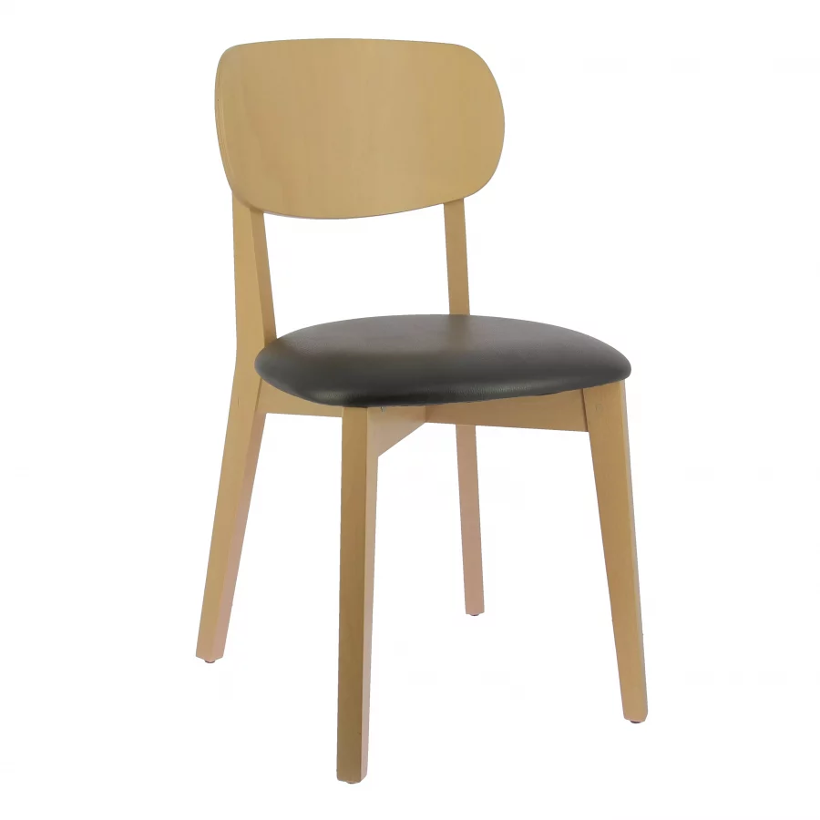 Chaise MERY Bois Massif Naturel en simili cuir style scandinave pour interieur 3 4 scaled