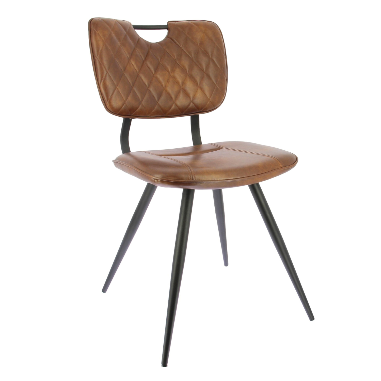 Chaise KAREL Marron en simili cuir style bistrot pour intérieur