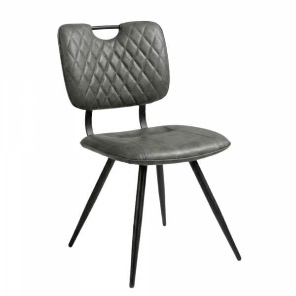 Chaise KAREL Gris anthracite en simili cuir style bistrot pour intérieur