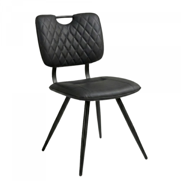 Chaise KAREL Noir en simili cuir style bistrot pour intérieur