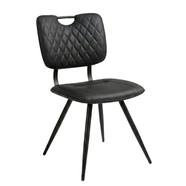 Chaise KAREL Noir en simili cuir style bistrot pour intérieur