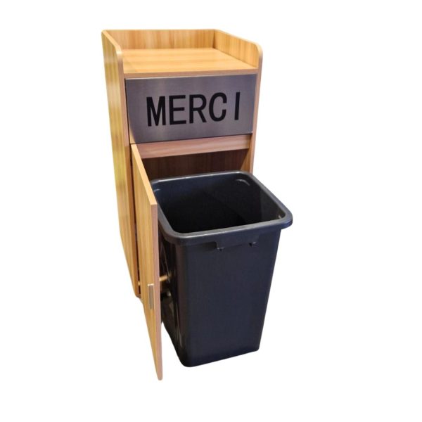 Poubelle snack merci marron avec bac plastique 110L