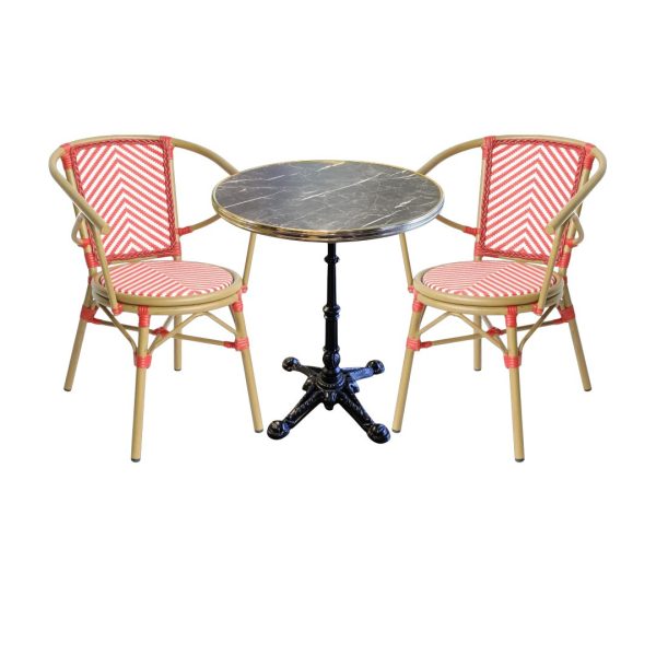 Pack ALIZÉE Rouge - 2 Fauteuils extérieur avec table diamètre 60