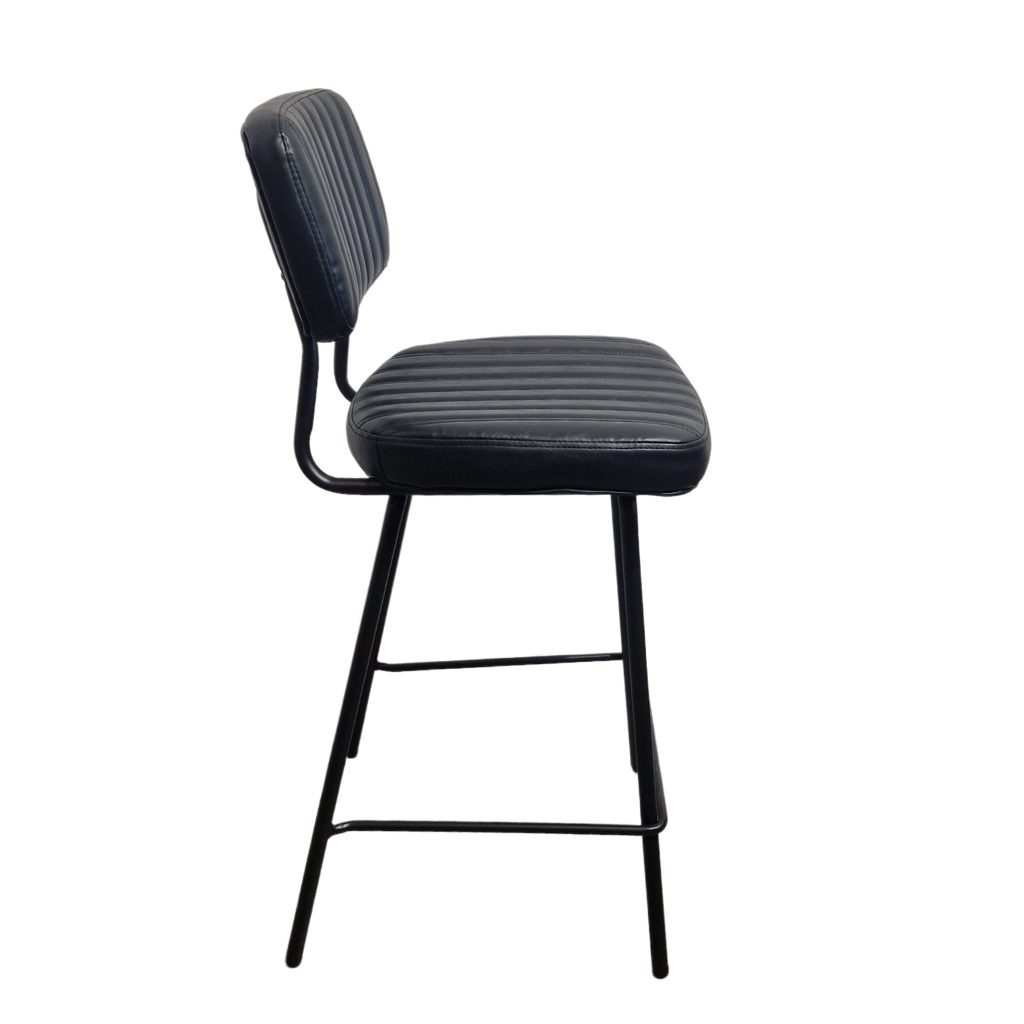 Tabouret d'intérieur Houston Noir 65cm en métal et simili cuir