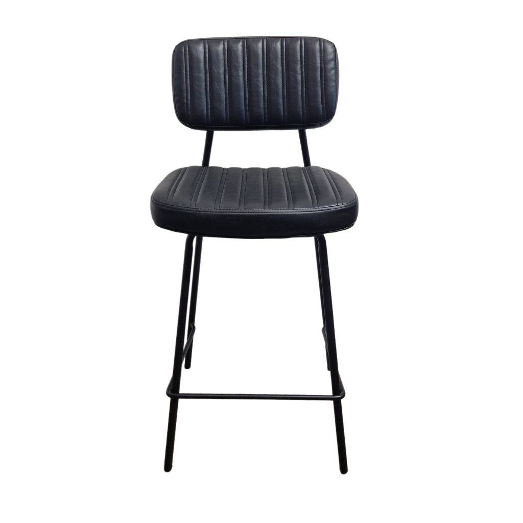 Tabouret d'intérieur Houston Noir 65cm en métal et simili cuir