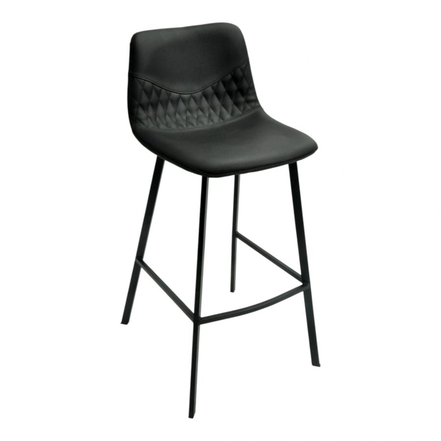 Tabouret d'intérieur Hudson en métal et simili cuir