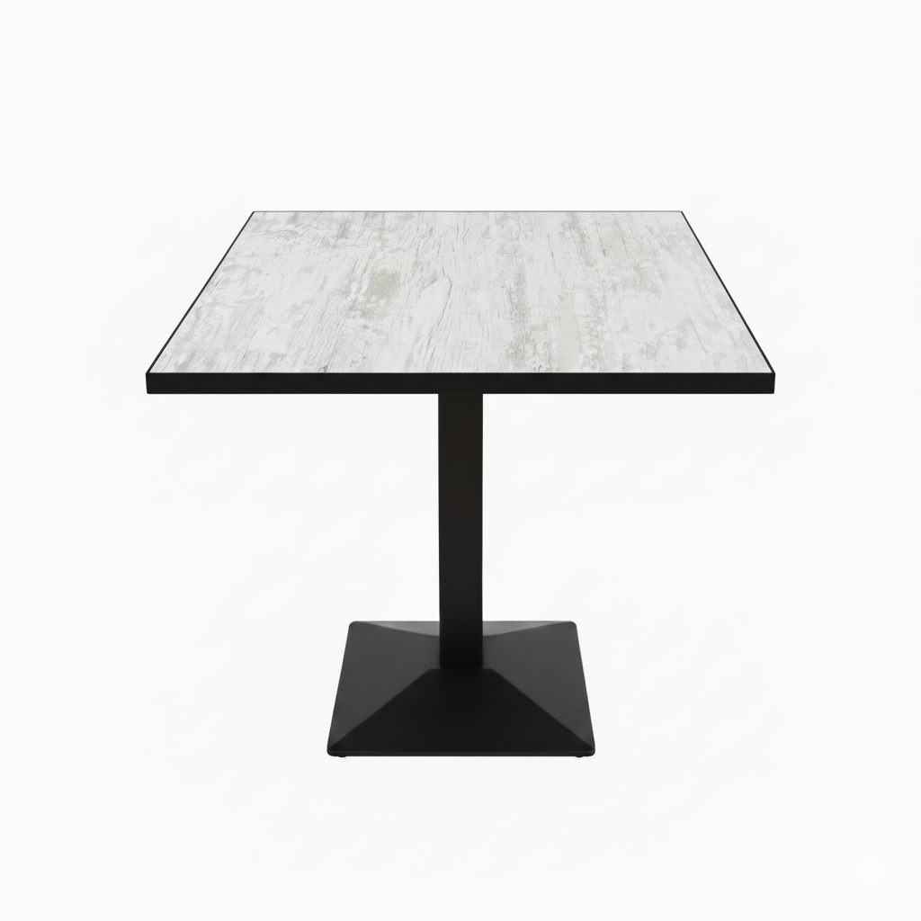 Table intérieur ANTIQUE 60x60 cm avec le pied IRON black relief