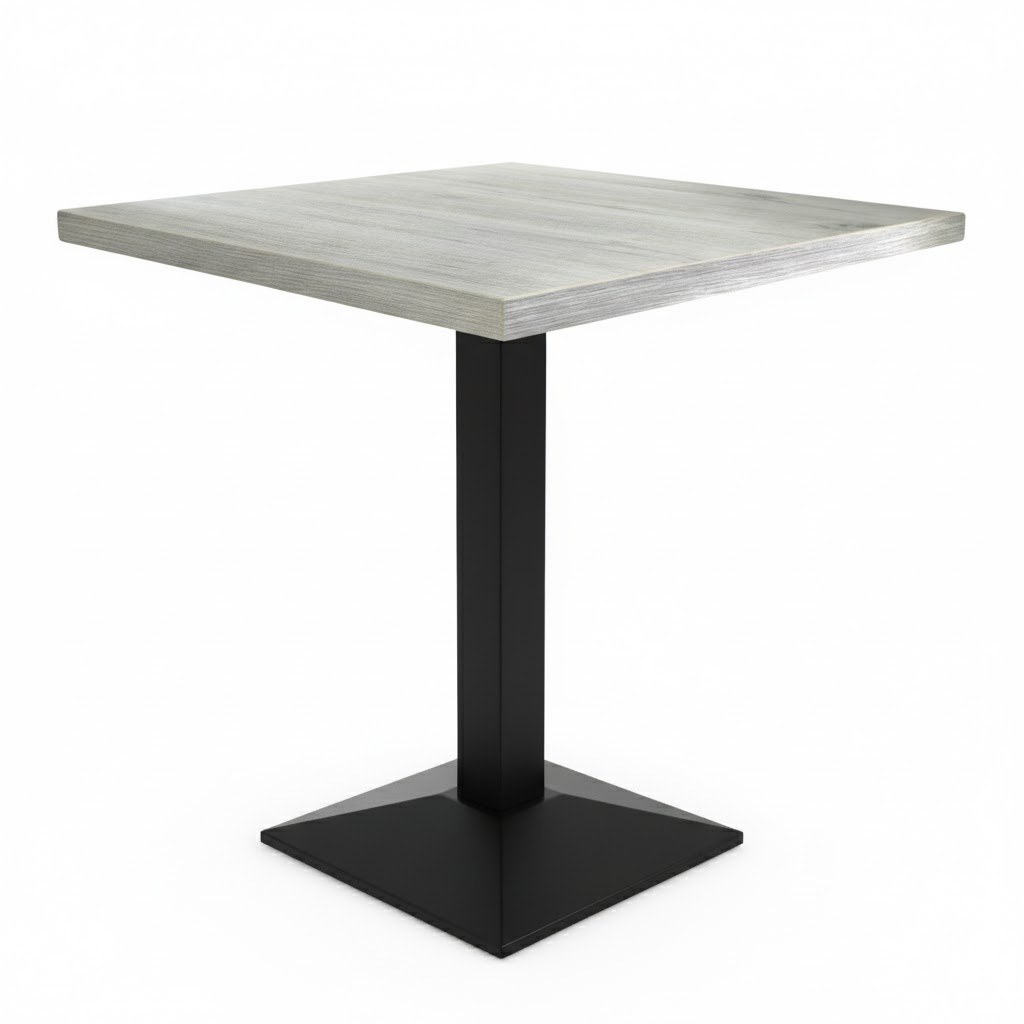Table intérieur DRIFT WOOD COUNTRY 60x60 cm avec le pied IRON black relief