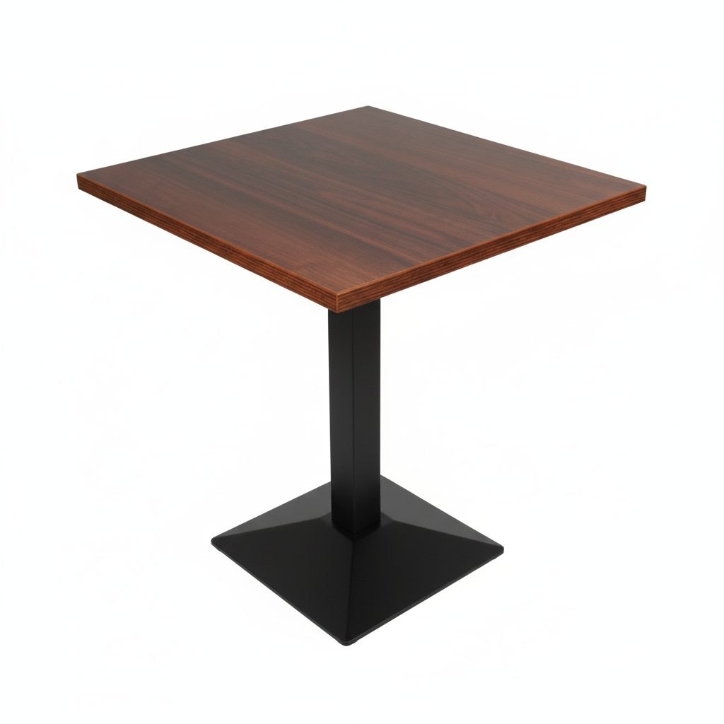 Table intérieur WOODDEN 60x60 cm avec le pied IRON black relief