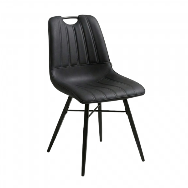 Chaise RENO Noir en simili cuir style vintage pour intérieur