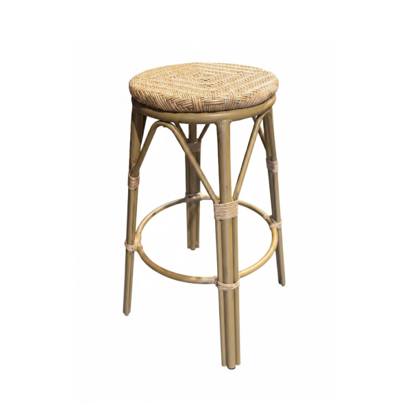 Tabouret NATUREA en Rotin tressage nylon style naturel pour extérieur