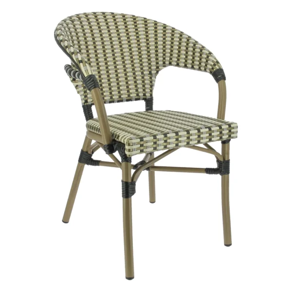 Fauteuil CHATELET en Rotin tressage nylon style bistrot pour extérieur