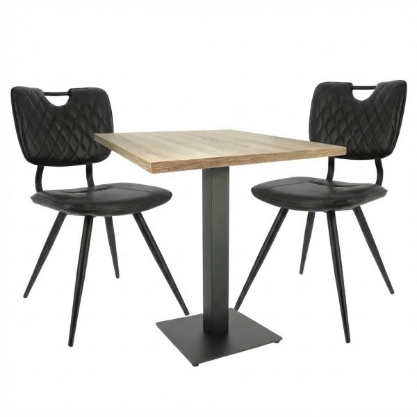 Table intérieur OMEGA 68x68 cm pied ROBUSTA avec 2 chaises KAREL Noir