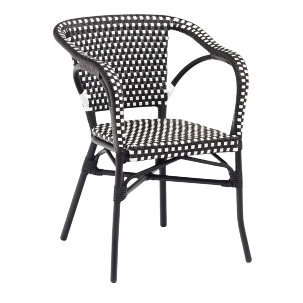 Fauteuil DONA en Rotin synthétique style bistrot pour extérieur