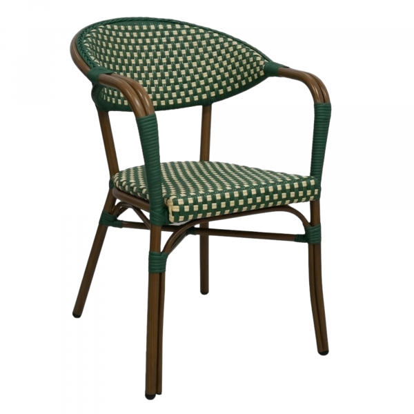 Fauteuil SERENA en Rotin synthétique style bistrot pour extérieur