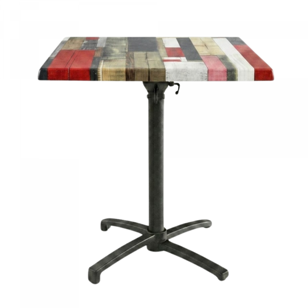 Table Pliable 70x70 cm plateau Stratifié moulé modèle TABLE RED STREET MOULÉ pied T-One
