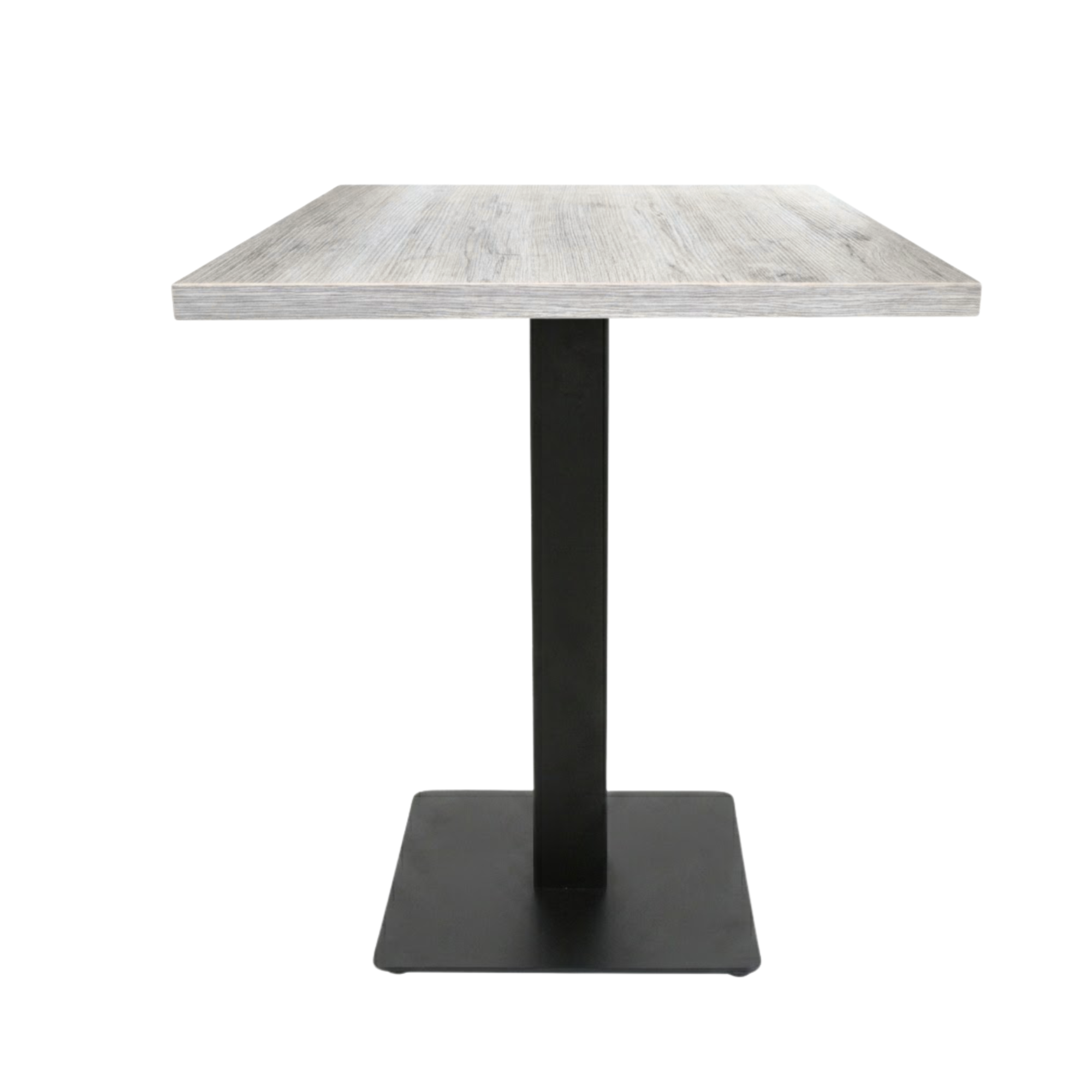 Table intérieure DRIFT WOOD COUNTRY 68x68 cm avec le pied IRON black plat