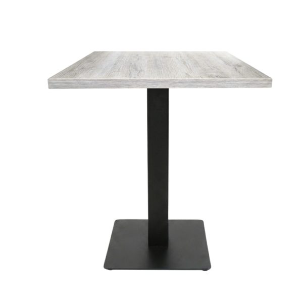 Table intérieure DRIFT WOOD COUNTRY 68x68 cm avec le pied IRON black plat