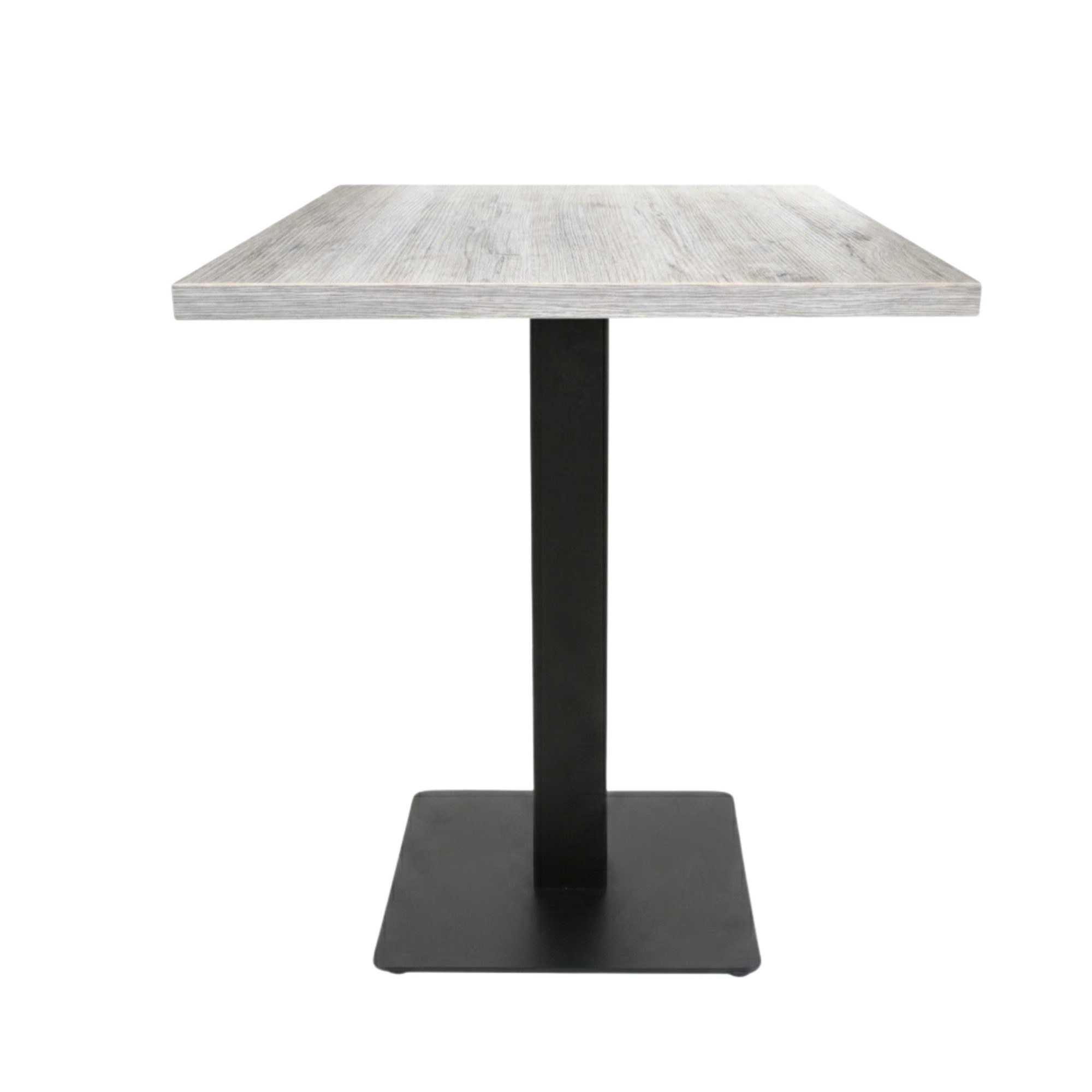 Table intérieure DRIFT WOOD COUNTRY 68x68 cm avec le pied IRON black plat