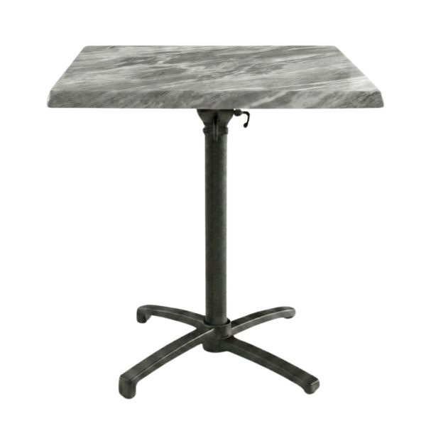 Table Pliable 60x60 cm plateau Stratifié moulé modèle TABLE MARBRE MOULÉ pied T-One