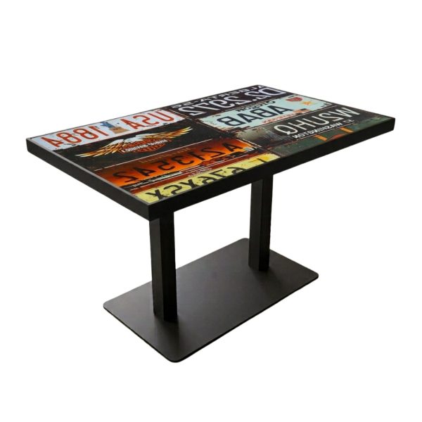 Table intérieure CALIFORNIA 120x70 cm avec le pied IRON black double plat