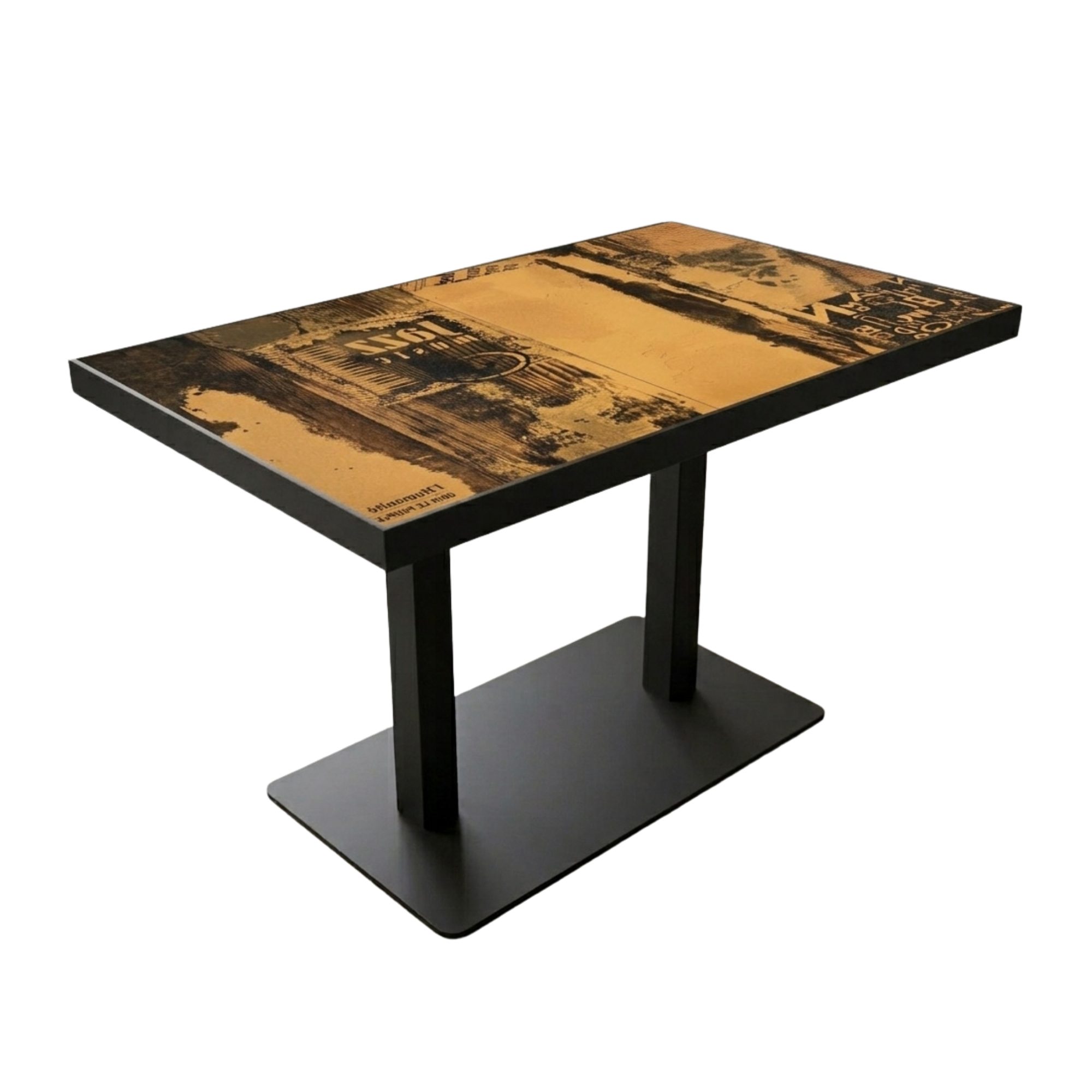 Table intérieure CHICAGO 120x70 cm avec le pied IRON black double plat