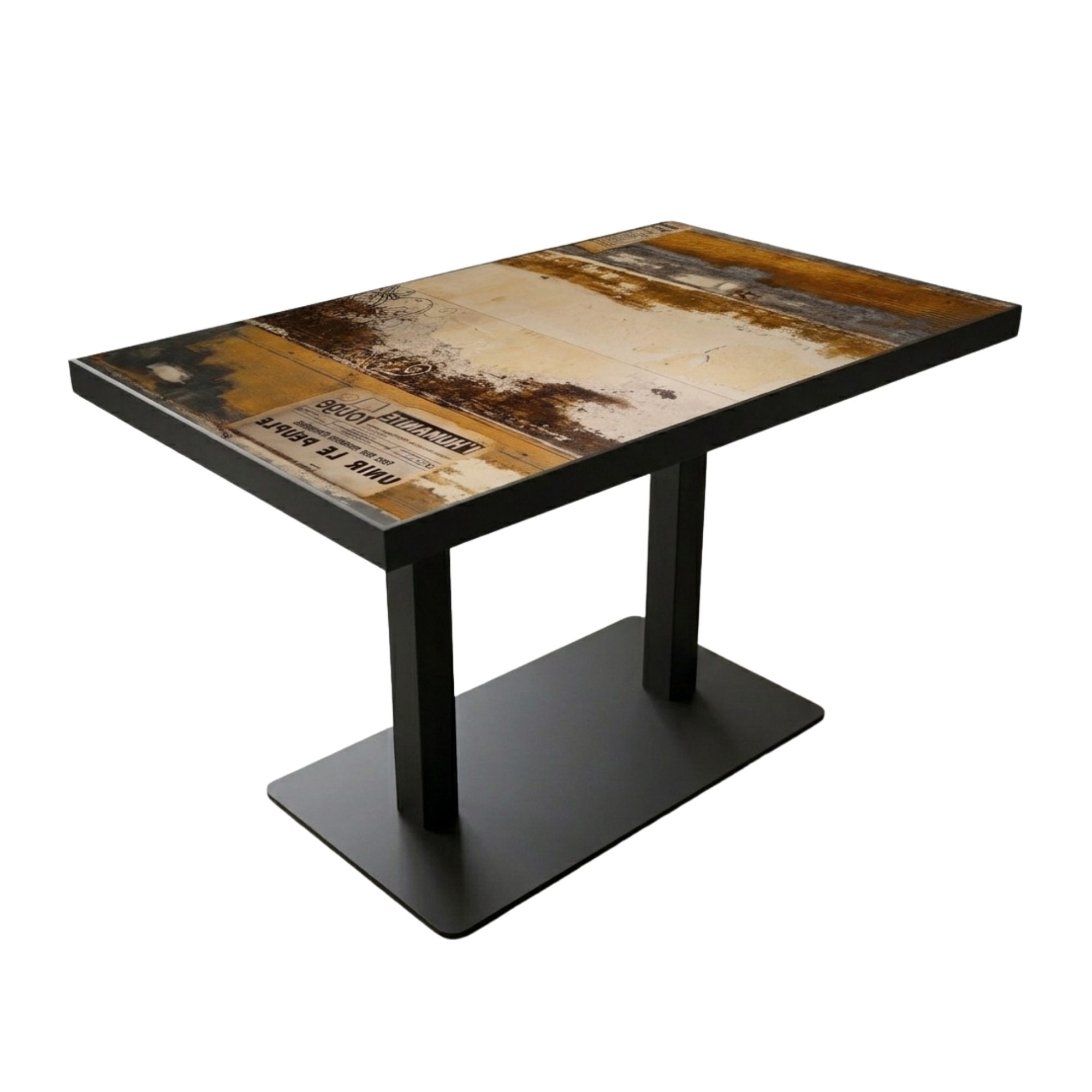 Table intérieure NEW PAPER 120x70 cm avec le pied IRON black double plat
